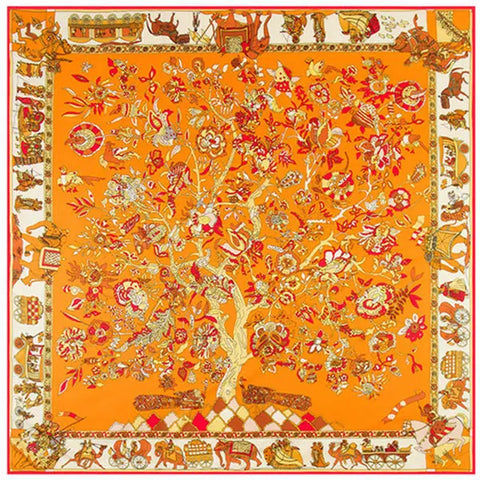 Silk Scarf Multicolor Square New Design Print