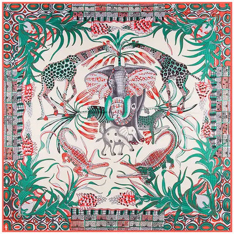 Silk Scarf Multicolor Square New Design Print