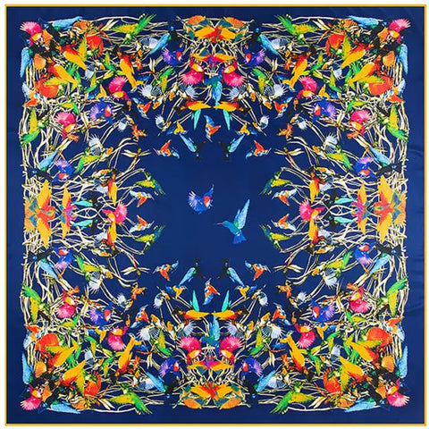 Silk Scarf Multicolor Square New Design Print