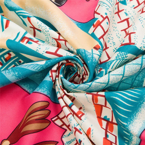 Silk Scarf Multicolor Square New Design Print