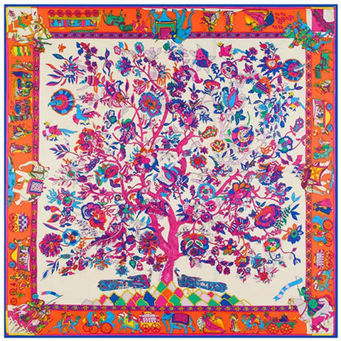 Silk Scarf Multicolor Square New Design Print