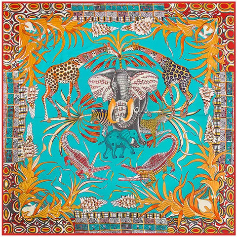 Silk Scarf Multicolor Square New Design Print