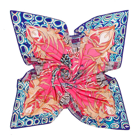 Silk Scarf Multicolor Square New Design Print