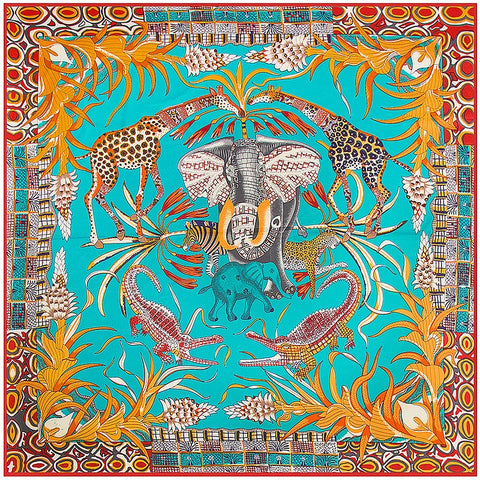 Silk Scarf Multicolor Square New Design Print