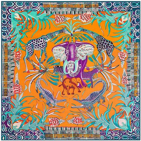 Silk Scarf Multicolor Square New Design Print