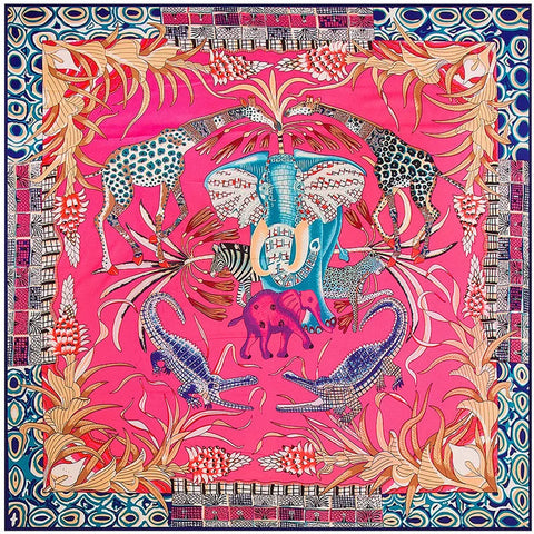 Silk Scarf Multicolor Square New Design Print
