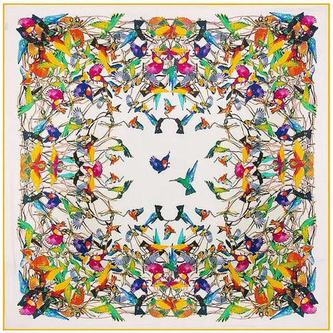 Silk Scarf Multicolor Square New Design Print