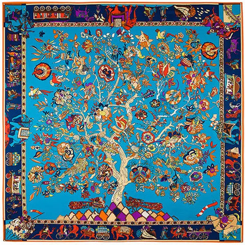 Silk Scarf Multicolor Square New Design Print