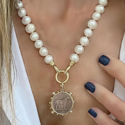 Ancient Coin Charm Pendant Necklace Athena Original Design