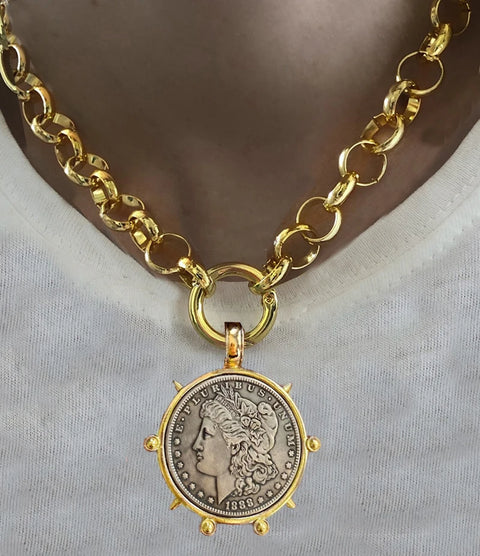 Ancient Coin Charm Pendant Necklace Athena Original Design