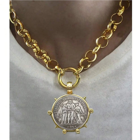Ancient Coin Charm Pendant Necklace Athena Original Design