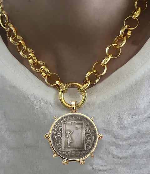 Ancient Coin Charm Pendant Necklace Athena Original Design