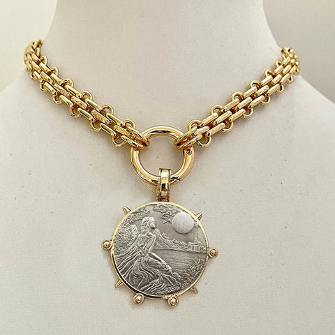 Ancient Coin Charm Pendant Necklace Athena Original Design