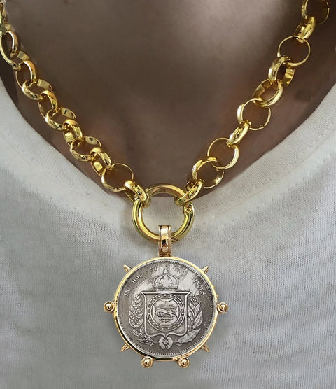 Ancient Coin Charm Pendant Necklace Athena Original Design