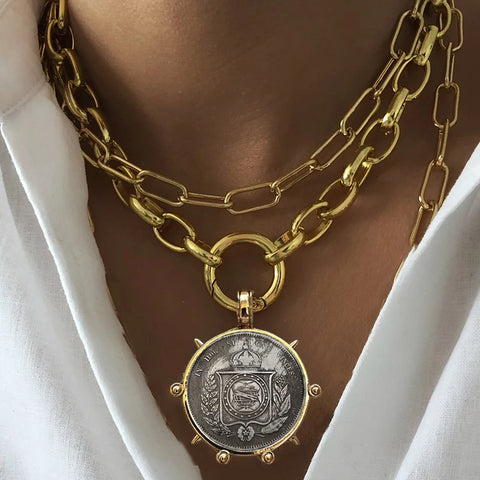 Ancient Coin Charm Pendant Necklace Athena Original Design