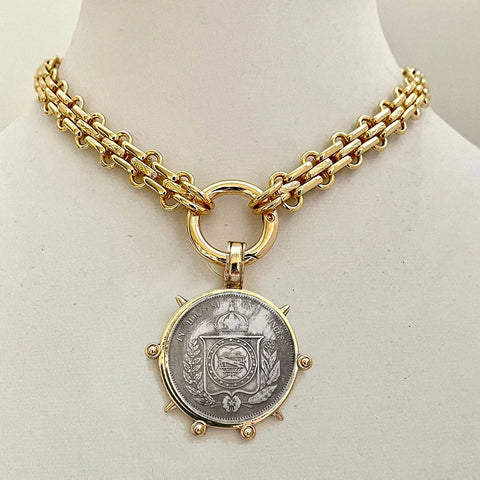 Ancient Coin Charm Pendant Necklace Athena Original Design