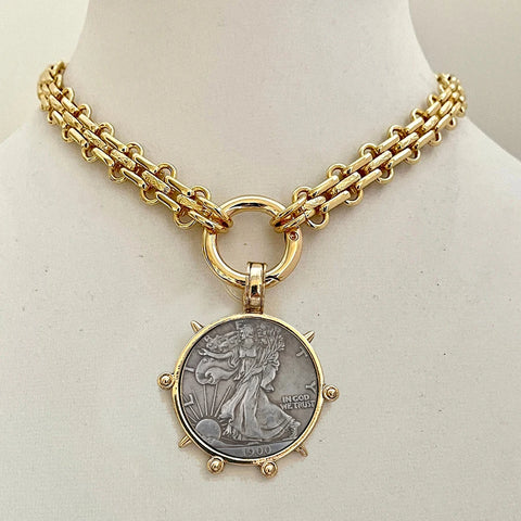 Ancient Coin Charm Pendant Necklace Athena Original Design