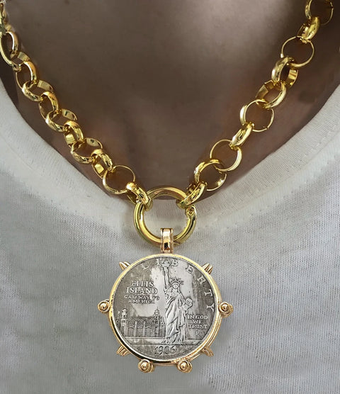 Ancient Coin Charm Pendant Necklace Athena Original Design