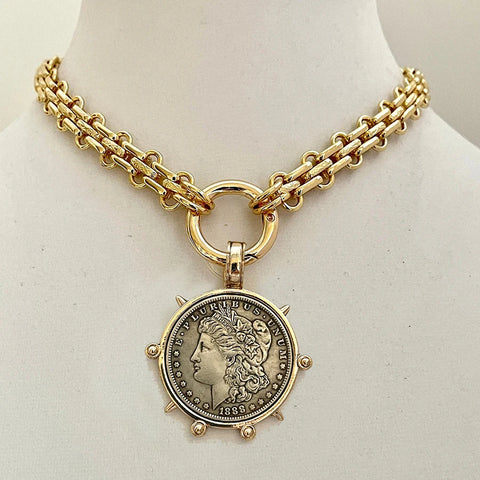 Ancient Coin Charm Pendant Necklace Athena Original Design