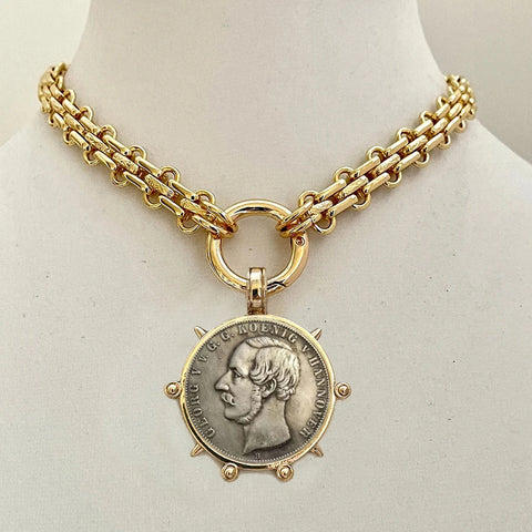 Ancient Coin Charm Pendant Necklace Athena Original Design