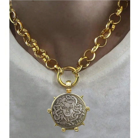 Ancient Coin Charm Pendant Necklace Athena Original Design