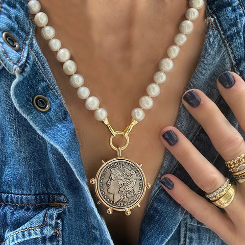 Ancient Coin Charm Pendant Necklace Athena Original Design