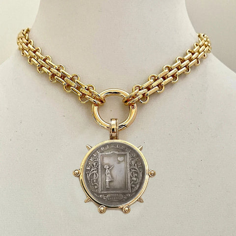Ancient Coin Charm Pendant Necklace Athena Original Design