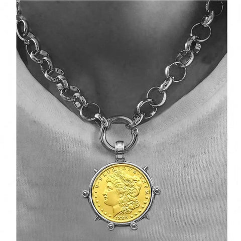 Ancient Coin Charm Pendant Necklace Athena Original Design