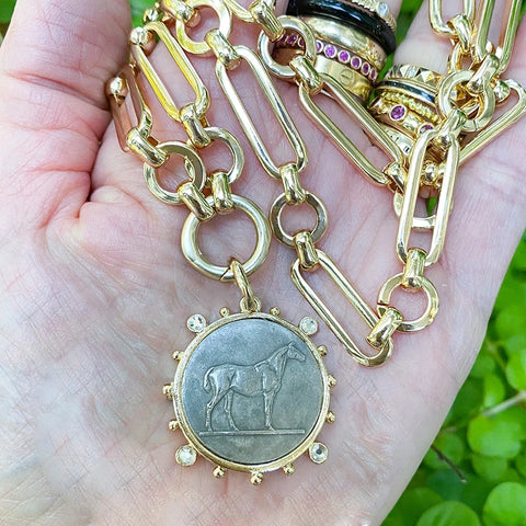 Ancient Coin Charm Pendant Necklace Athena Original Design