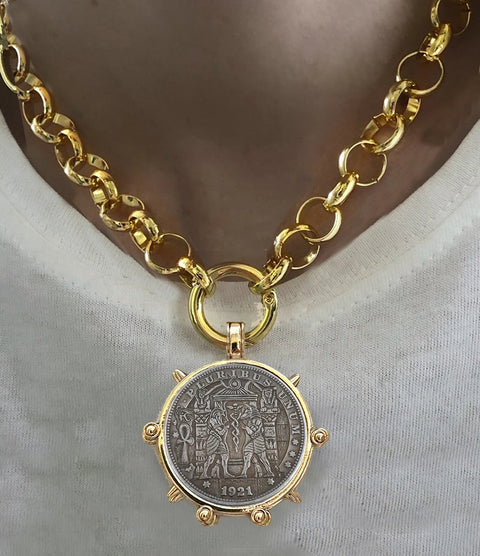 Ancient Coin Charm Pendant Necklace Athena Original Design