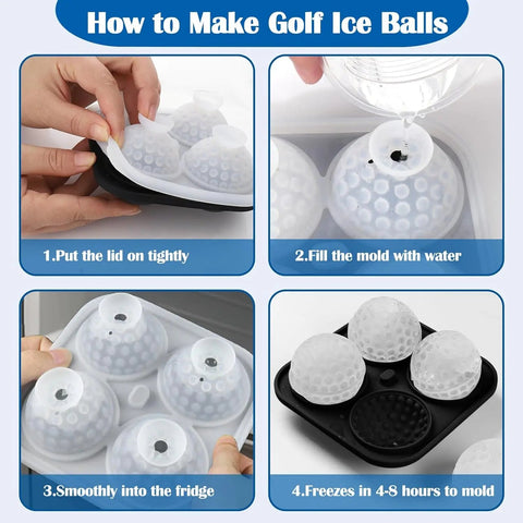 1 - 10PCS Ice Cube Mold 3D Golf Ball Ice Mold Silicone - EveryWares