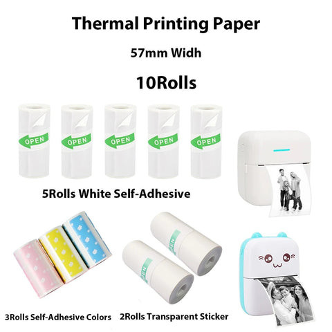 10 Rolls 2.2in x 19ft Thermal Printer Paper Rolls for Mini Pocket Printer - EveryWares