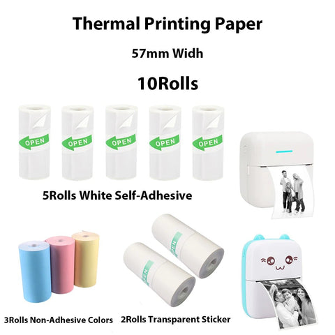 10 Rolls 2.2in x 19ft Thermal Printer Paper Rolls for Mini Pocket Printer - EveryWares