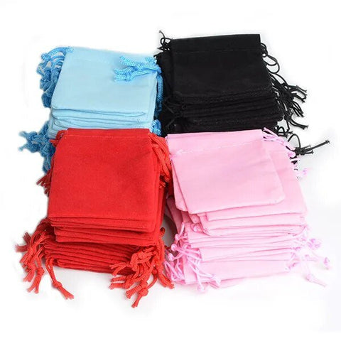 100Pcs Velvet Drawstring Pouch Bag - EveryWares