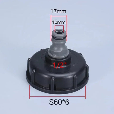 1/2 inch S60x6 Thread Plastic IBC Tank Tap 15mm Adapter Garden hose Connection With Switch Valve - EveryWares