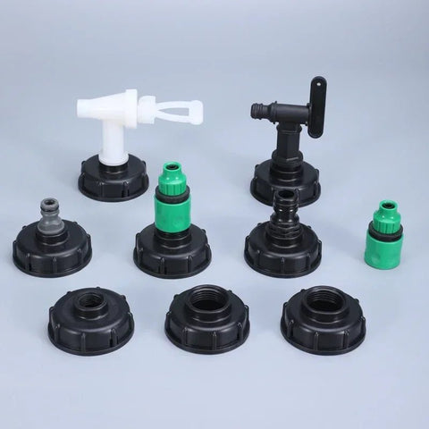 1/2 inch S60x6 Thread Plastic IBC Tank Tap 15mm Adapter Garden hose Connection With Switch Valve - EveryWares