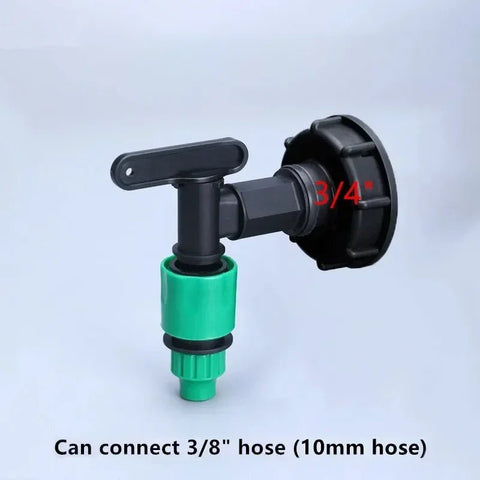 1/2 inch S60x6 Thread Plastic IBC Tank Tap 15mm Adapter Garden hose Connection With Switch Valve - EveryWares