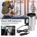 12V USB Car Electric kettle Stainless Steel Heating Car Cup Hot 450ml Heating Thermos Water Cup - EveryWares