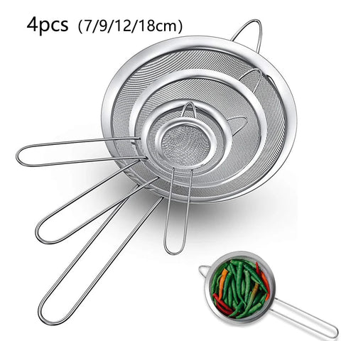 1/3/4Pcs/ Set - Stainless Steel Wire Mesh Strainer Set Kitchen Accessories - EveryWares