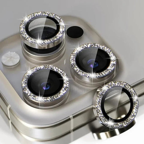 1/3Set Glitter Metal Camera Lens Protector for iPhone 15 Pro Max 15Plus Full Cover Lens Film Protective Glass - EveryWares