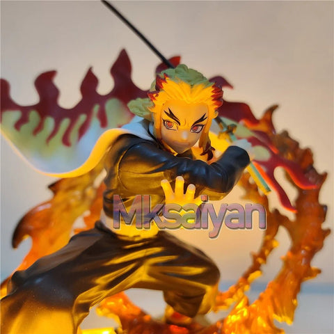 14cm Demon Slayer Rengoku Kyoujurou Anime Figures Fire Led Scene DIY PVC Action Figure - EveryWares