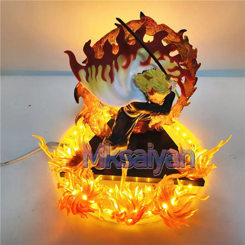 14cm Demon Slayer Rengoku Kyoujurou Anime Figures Fire Led Scene DIY PVC Action Figure - EveryWares