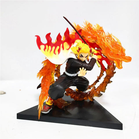 14cm Demon Slayer Rengoku Kyoujurou Anime Figures Fire Led Scene DIY PVC Action Figure - EveryWares