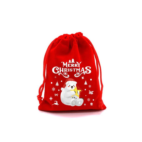 1pc Christmas Velvet Bag Drawstring - 3 Different Sizes - EveryWares