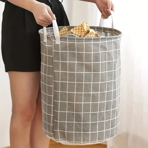 1PC Print Laundry Basket Foldable Home Storage Bag Portable Cotton Linen Hamper Waterproof - EveryWares