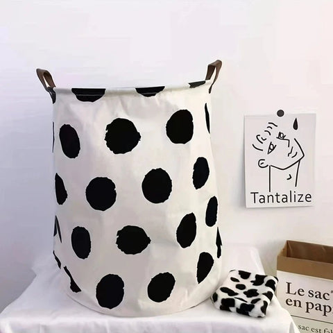 1PC Print Laundry Basket Foldable Home Storage Bag Portable Cotton Linen Hamper Waterproof - EveryWares