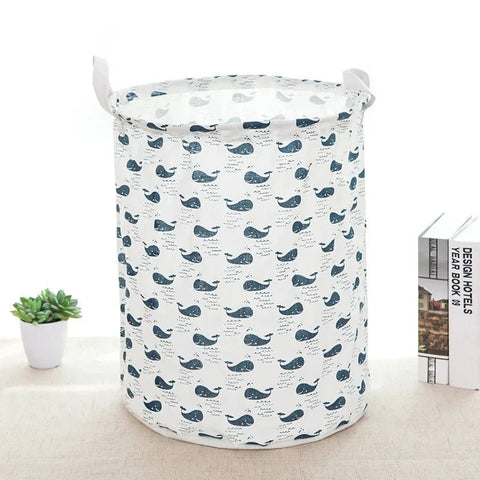 1PC Print Laundry Basket Foldable Home Storage Bag Portable Cotton Linen Hamper Waterproof - EveryWares