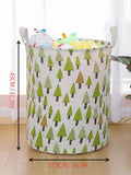 1PC Print Laundry Basket Foldable Home Storage Bag Portable Cotton Linen Hamper Waterproof - EveryWares