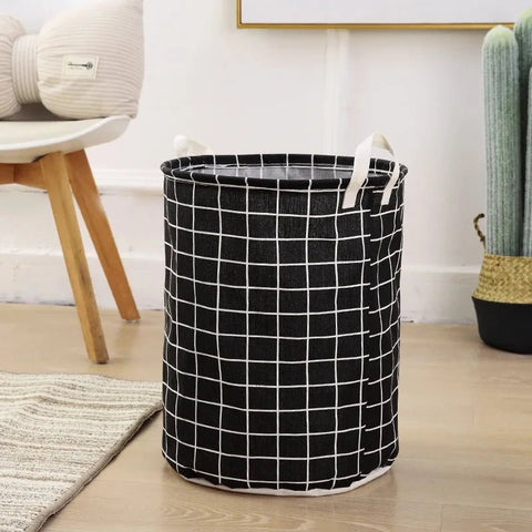 1PC Print Laundry Basket Foldable Home Storage Bag Portable Cotton Linen Hamper Waterproof - EveryWares