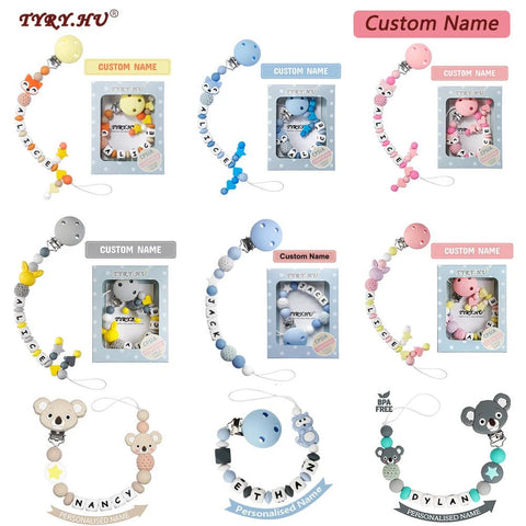 1pc Silicone Pacifier Chain with Colorful Personalized Name Clip "Optional" - EveryWares